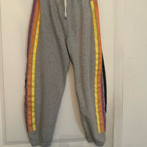 Grayson Threads Gray Joggers with Multicolor Stripes